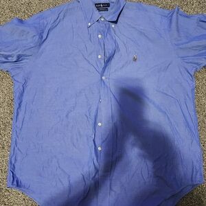 Ralph Lauren Yarmouth Blue Button Down Shirt 17 35 Cotton Oxford
